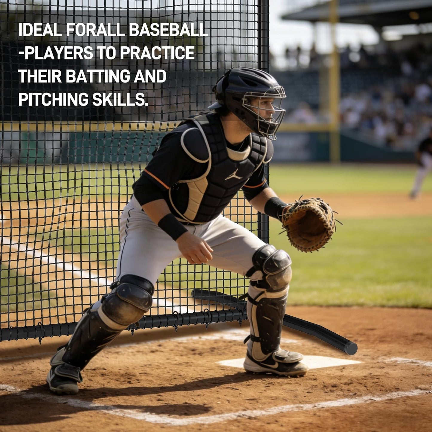 Professional Baseball Pitching Screen 10x10FT, Large Steel Frame Square Fungo Screen for Training