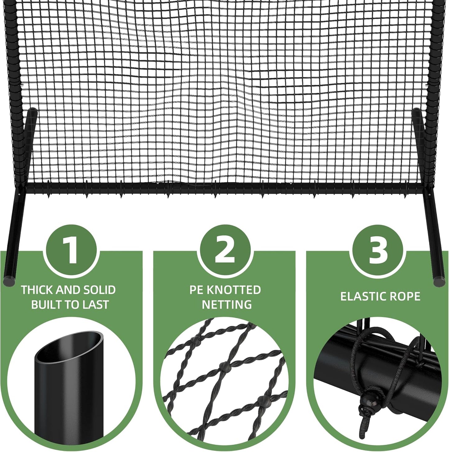 Professional Baseball Pitching Screen 10x10FT, Large Steel Frame Square Fungo Screen for Training