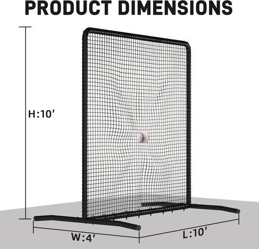Professional Baseball Pitching Screen 10x10FT, Large Steel Frame Square Fungo Screen for Training