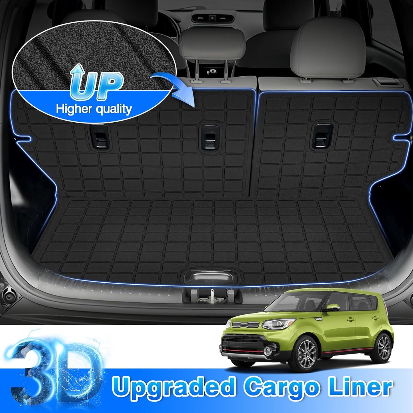Car Mats for KIA Soul 2014-2019 (Not for Hybrid), All Weather Floor Mats and Cargo Liner