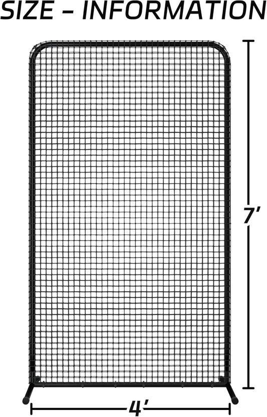 Pro Baseball Pitching Screen 7x4FT, Baseball Softball Portable Batting Screen, Protective Pitcher Safety Net