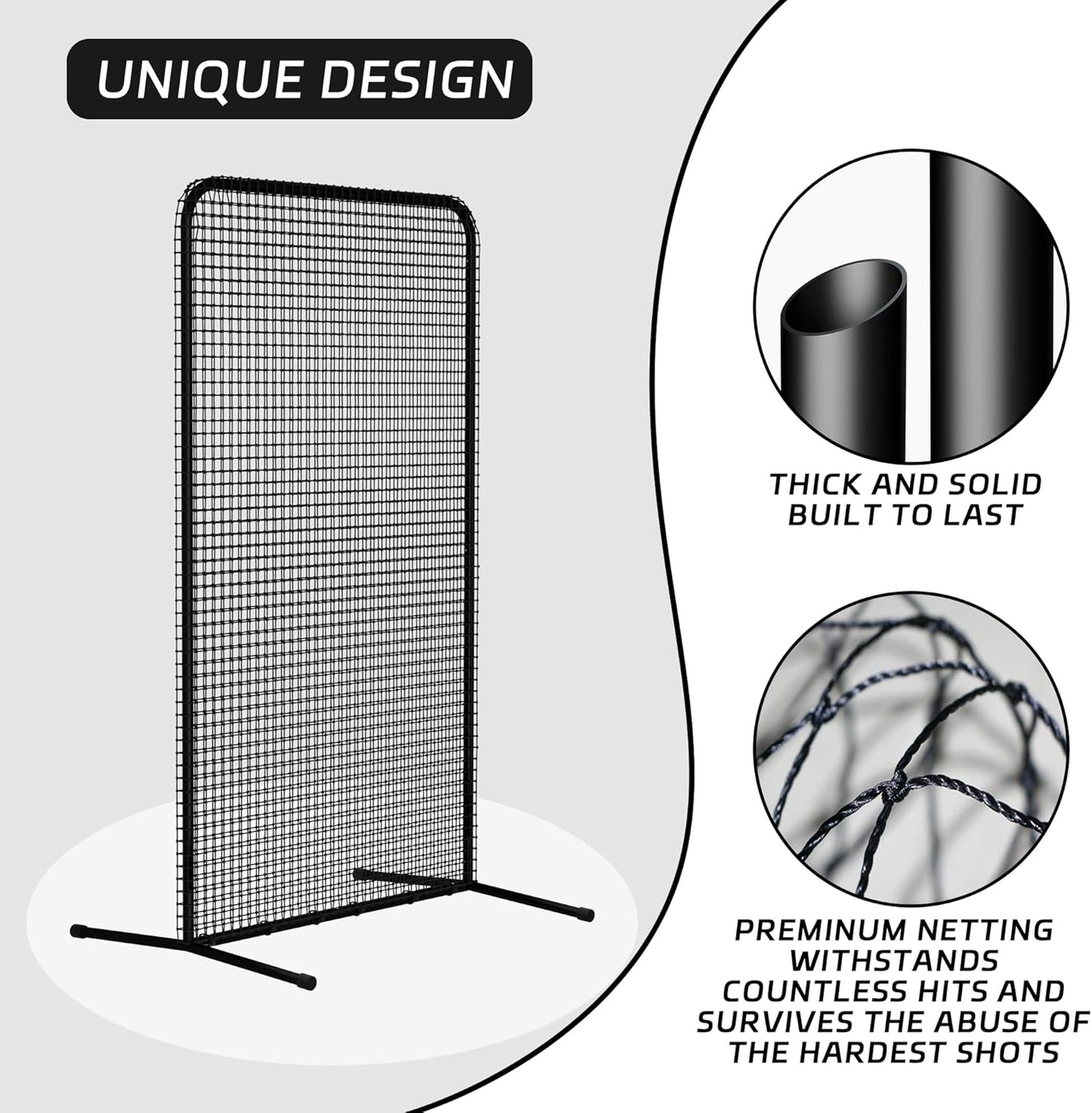 Pro Baseball Pitching Screen 7x4FT, Baseball Softball Portable Batting Screen, Protective Pitcher Safety Net