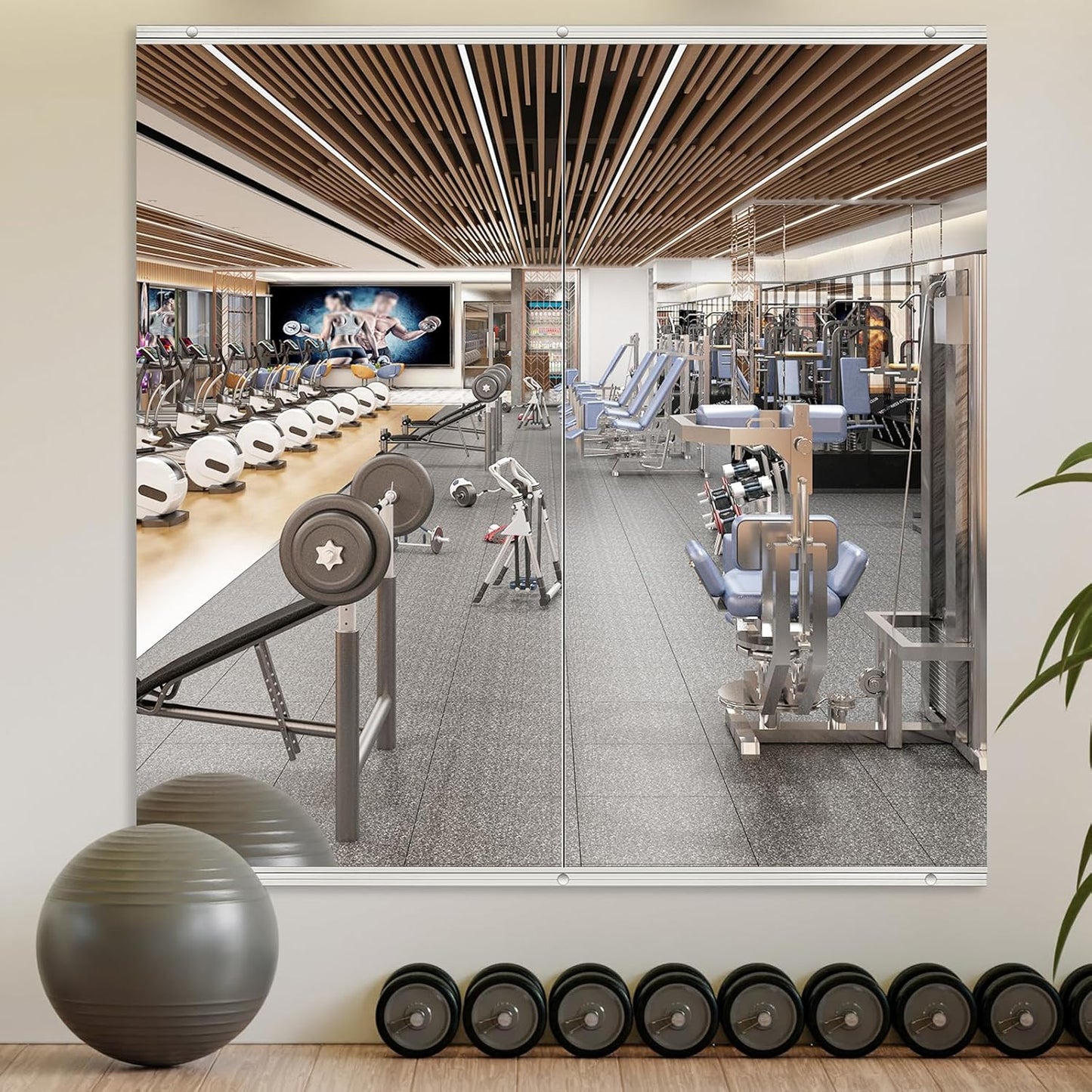 Home Gym Mirror,2 Pack Large 48x24 Inch Frameless Tempered Glass Wall Mirror, Full Body Workout