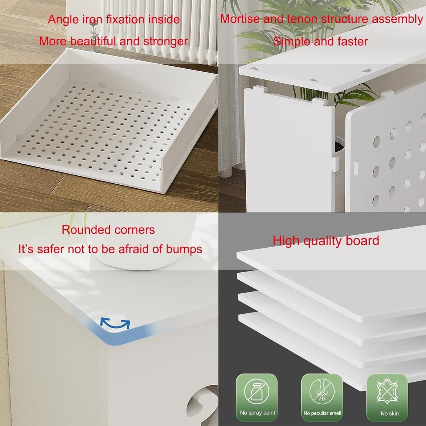 Radiator Cover, Heating Cabinet Shelf, Protective Heating Cabinet Easy Assembly Home Small White
