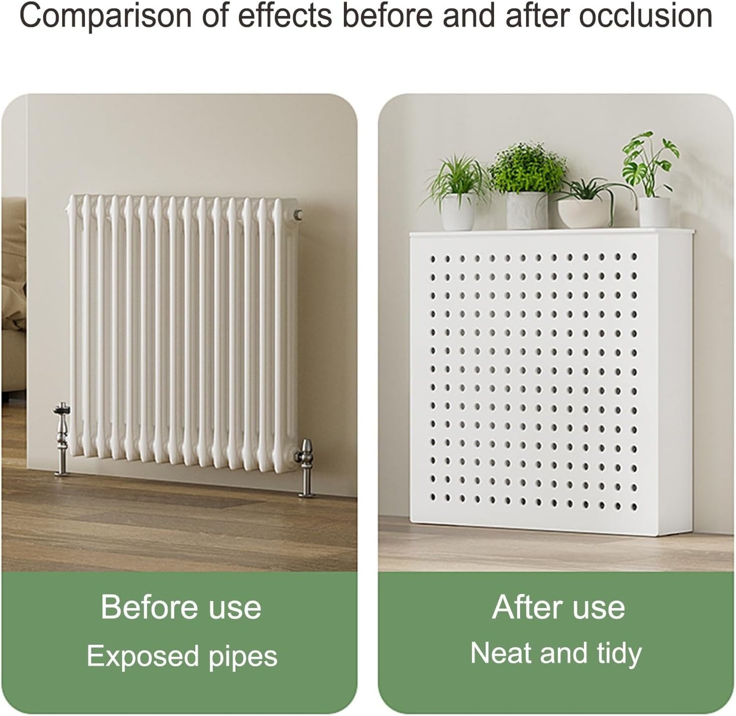 Radiator Cover, Heating Cabinet Shelf, Protective Heating Cabinet Easy Assembly Home Small White