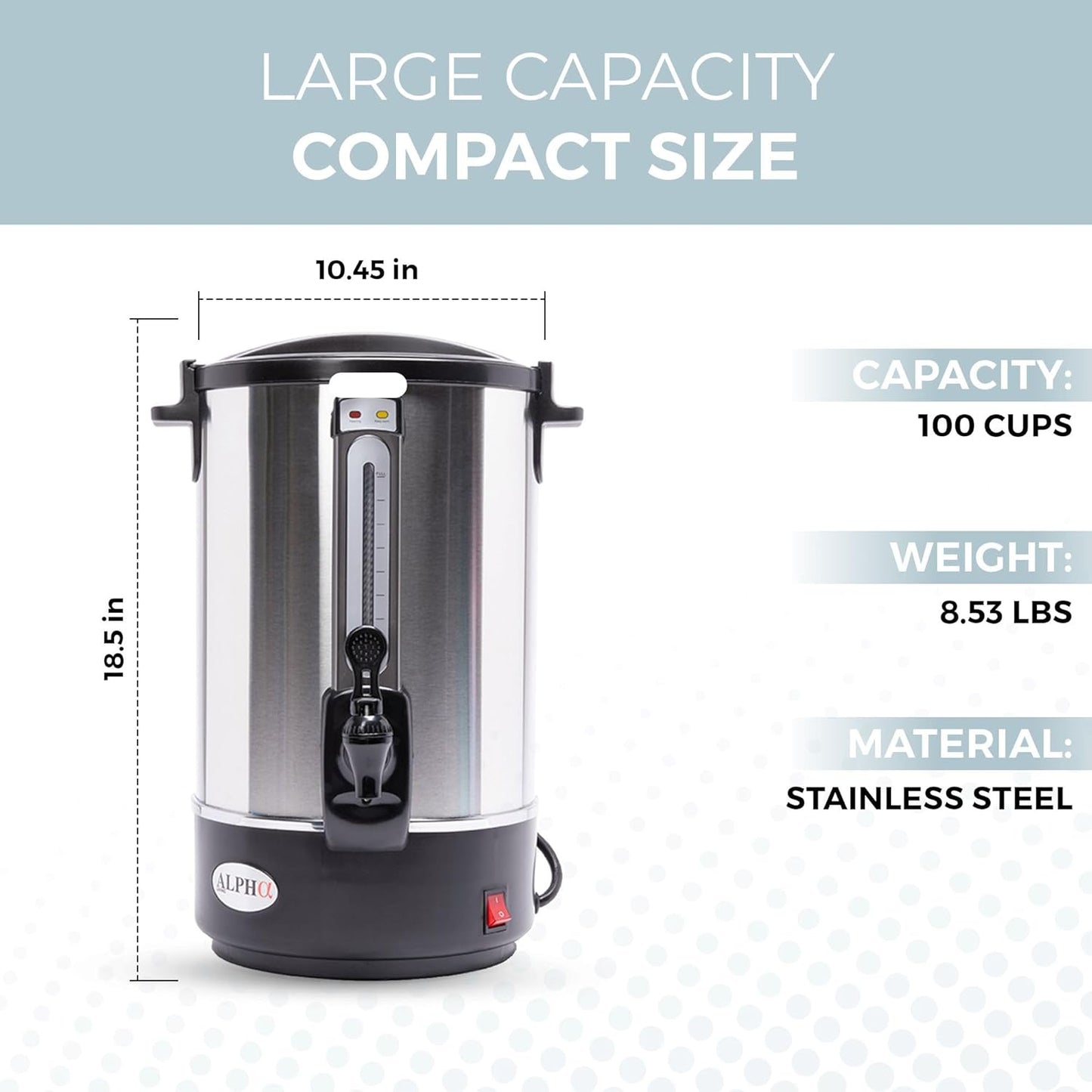 100 Cups Electric Coffee Urn – Stainless Steel Large Capacity Electric Kettle Percolator Coffee Pot
