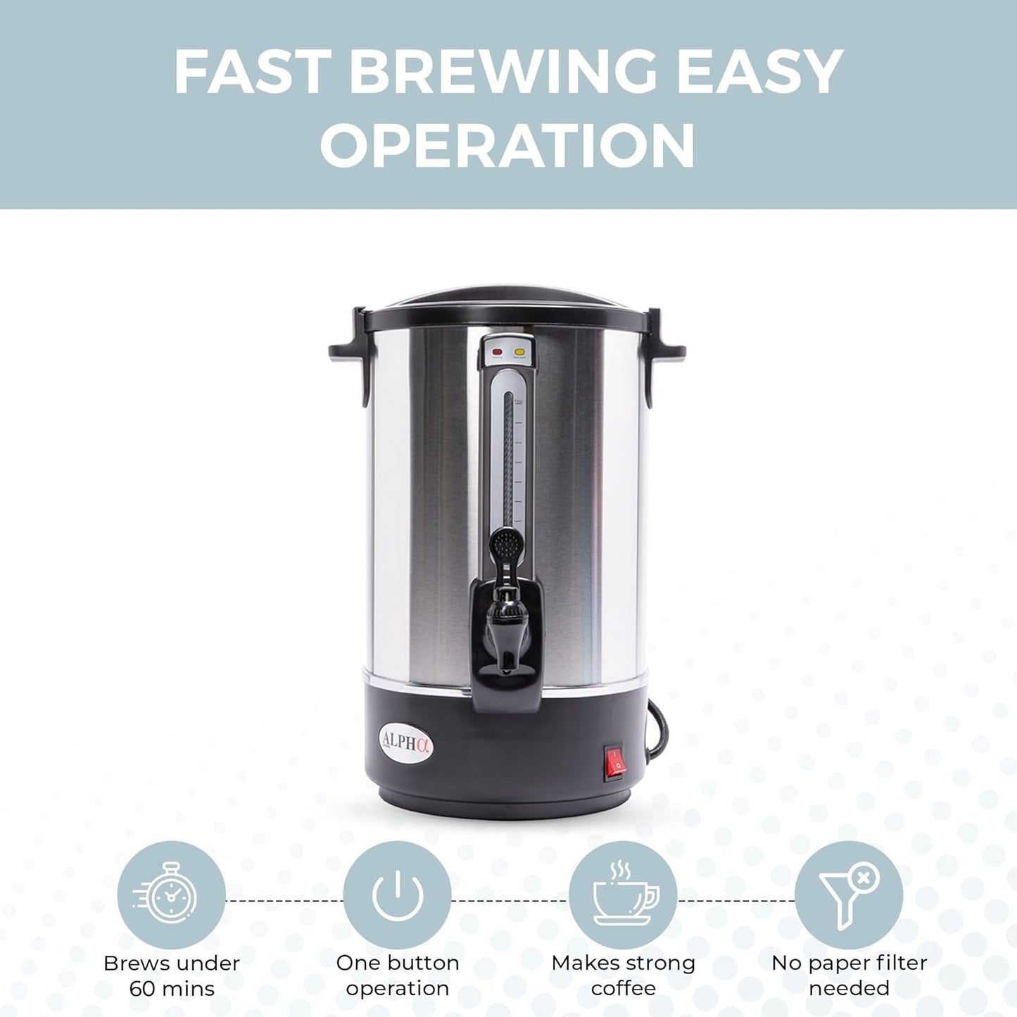 100 Cups Electric Coffee Urn – Stainless Steel Large Capacity Electric Kettle Percolator Coffee Pot