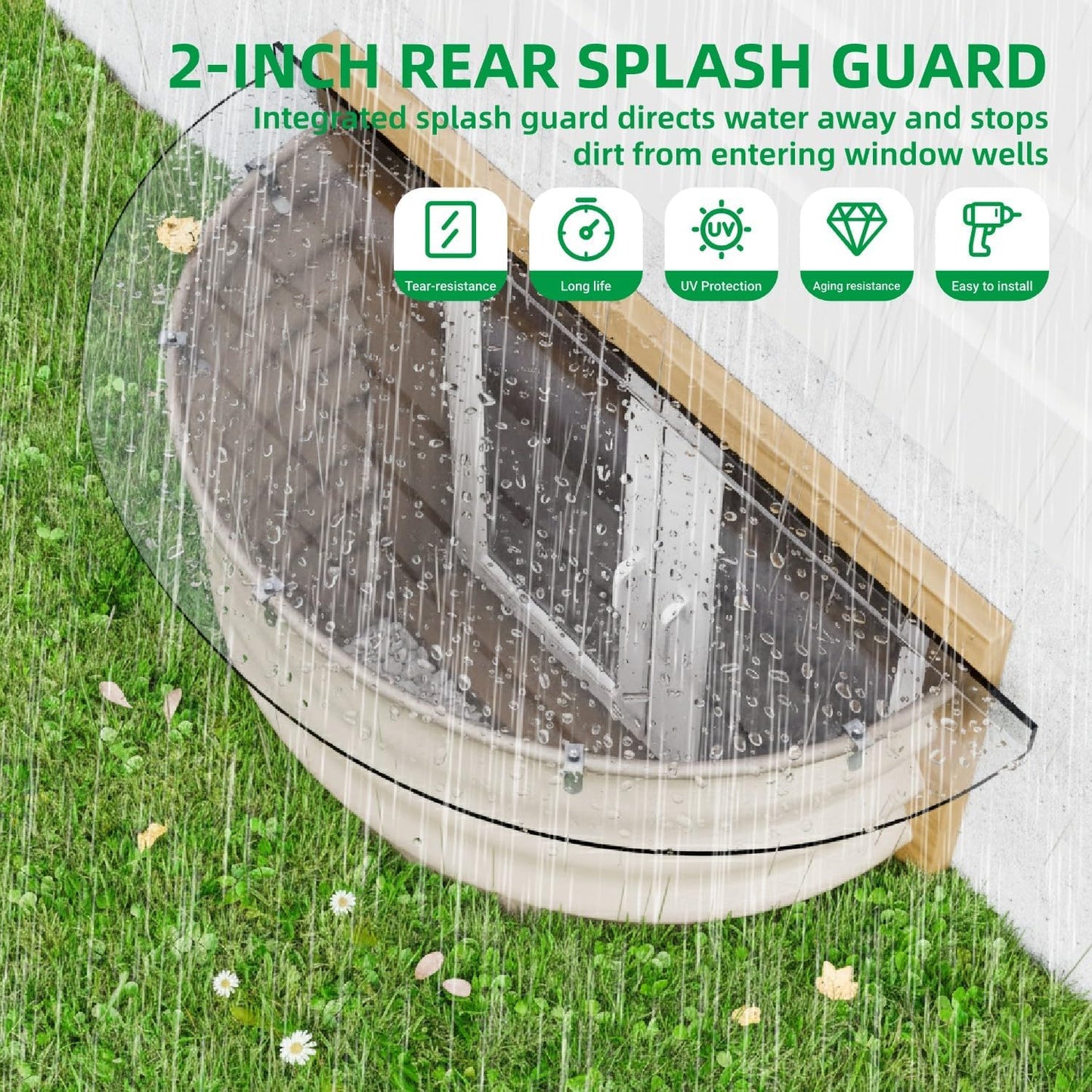 2PCS Polycarbonate Well Covers Outside, Basement/Egress Window Well Cover, (only Cover)41' X 18'