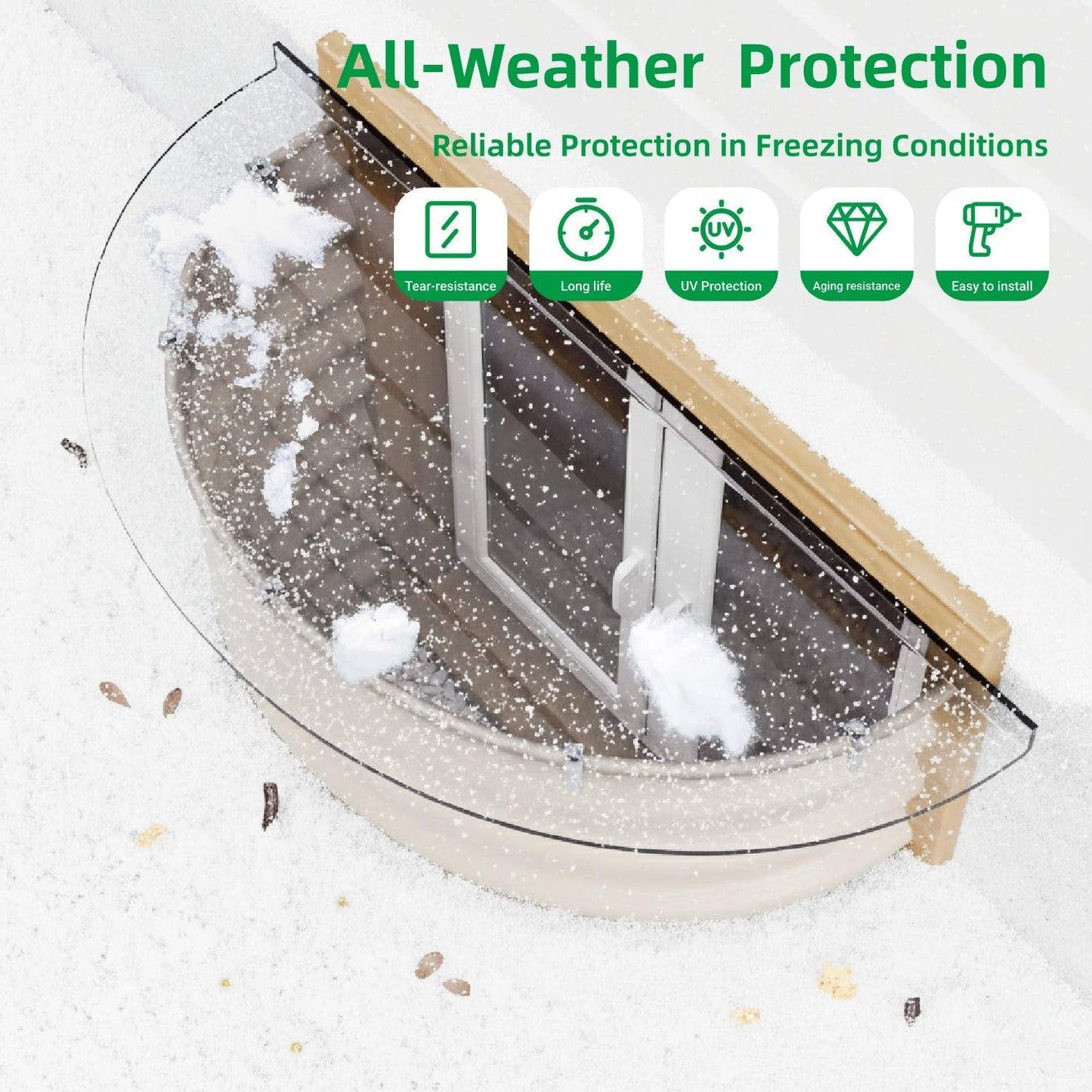 2PCS Polycarbonate Well Covers Outside, Basement/Egress Window Well Cover, (only Cover)41' X 18'