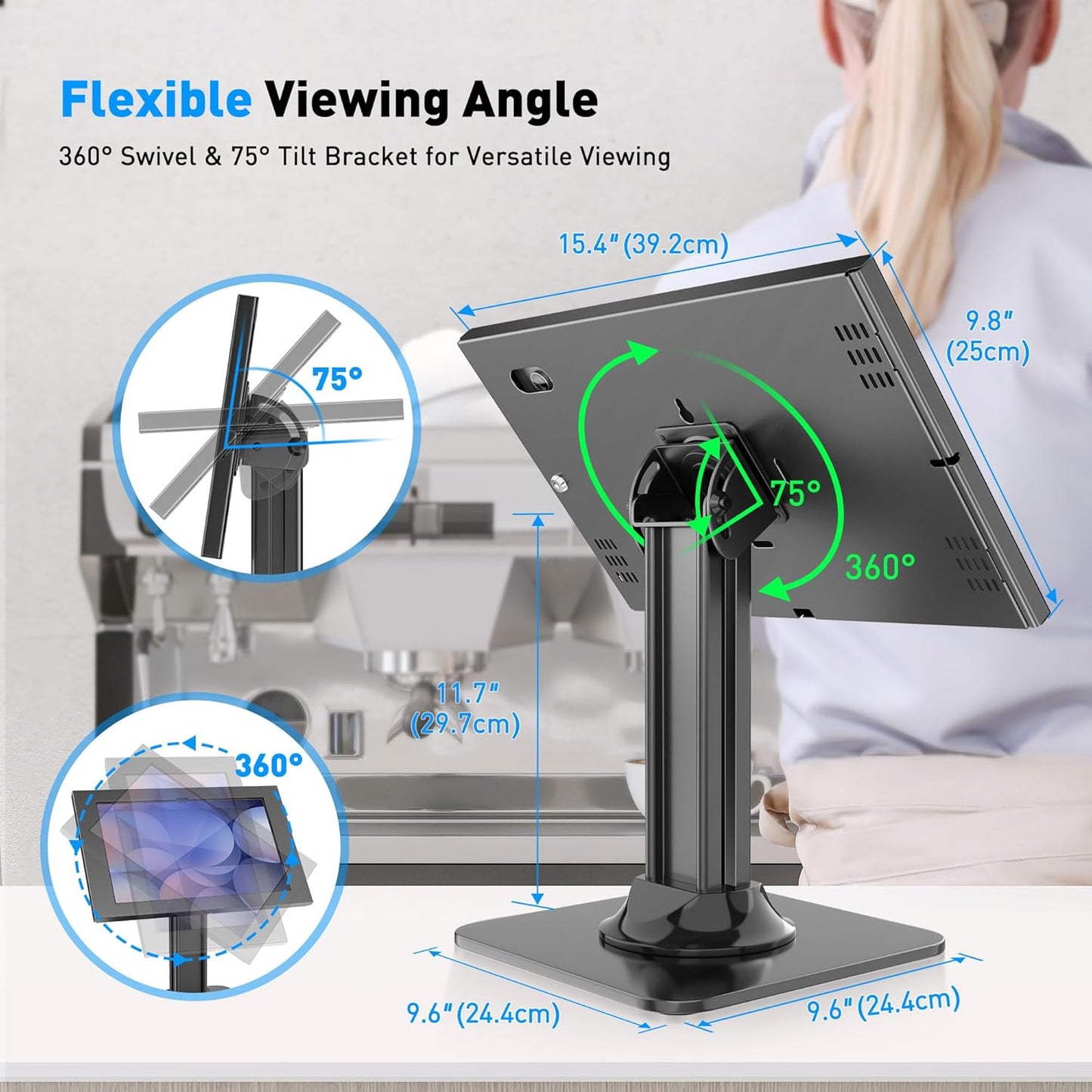 Tablet Floor Stand, Anti-Theft Kiosk Stand, Height Adjustable  w/ Locking System, for 14.6' Samsung Galaxy Tab S8 Ultra