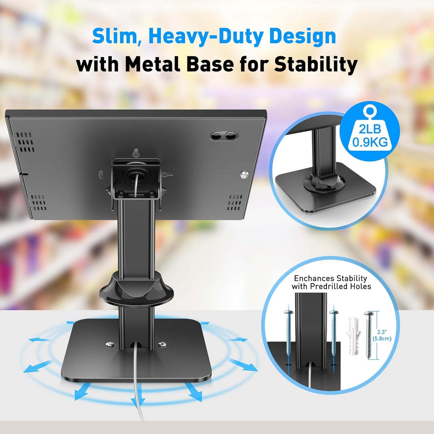 Tablet Floor Stand, Anti-Theft Kiosk Stand, Height Adjustable  w/ Locking System, for 14.6' Samsung Galaxy Tab S8 Ultra