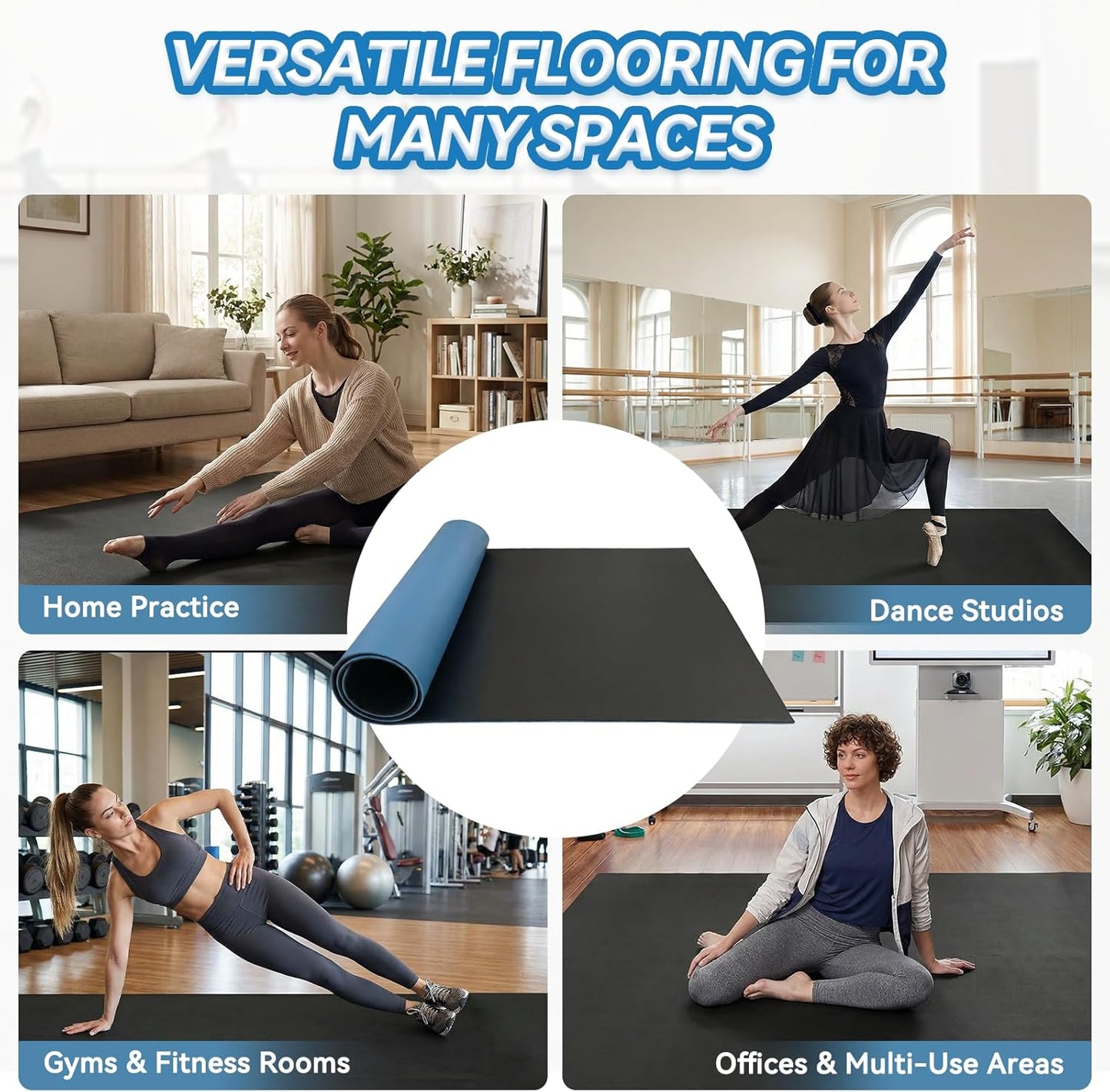 Marley Dance Floor 6.6' x 3.9' Roll-Out Dance Floor Mat for Home Studio, Ballet Floor for Barre, Tap, Jazz