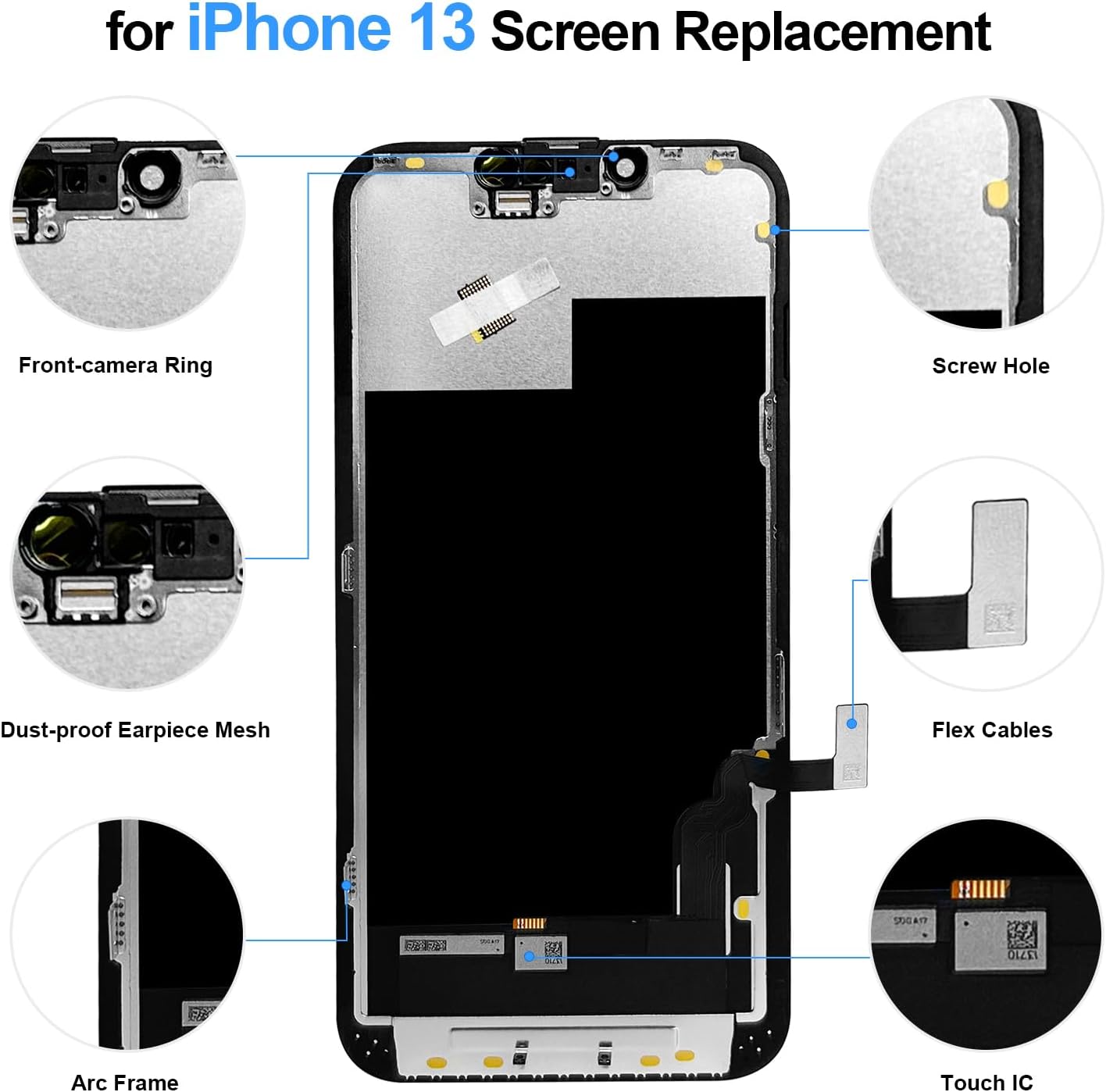 Screen Replacement for iPhone 13, 6.1 inch, 3D Touch LCD Screen Display Digitizer Frame Assembly Repair Kit