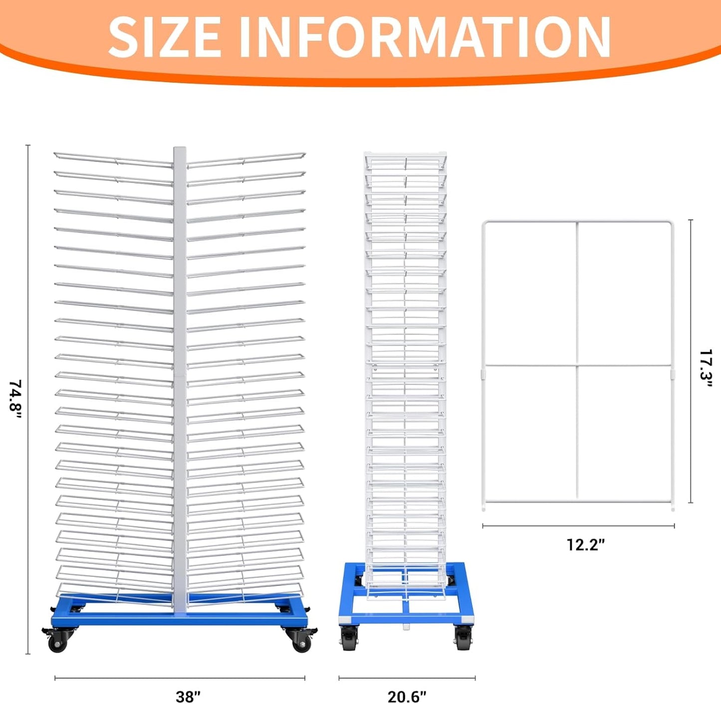 Large 50 Tier Paint Drying Rack with 4 Wheels, Door, Art, Drawing Board Drying Rack for Spray, Roll, Brush