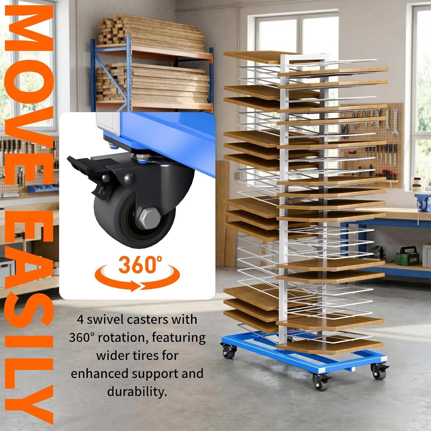 Large 50 Tier Paint Drying Rack with 4 Wheels, Door, Art, Drawing Board Drying Rack for Spray, Roll, Brush