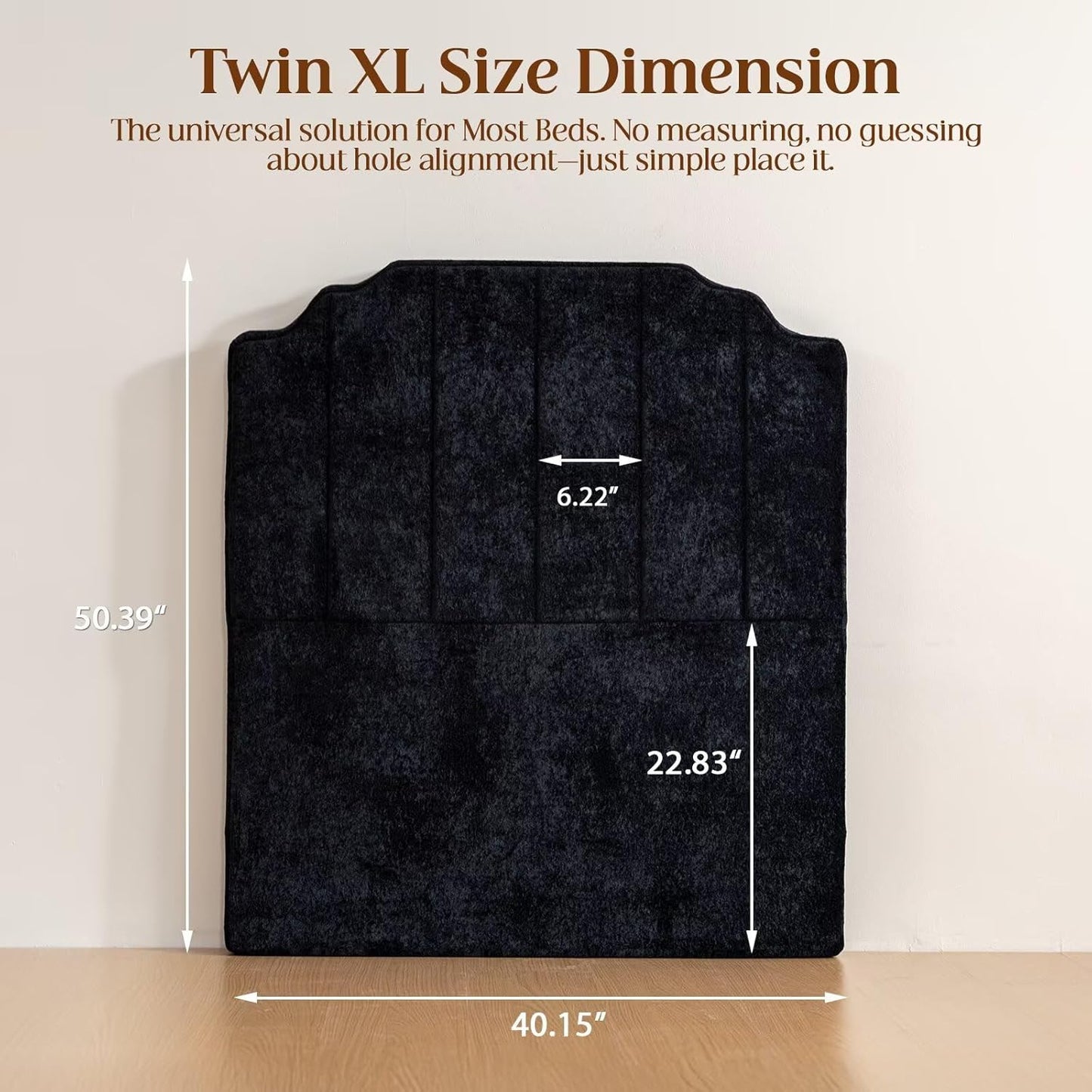 Twin XL Headboard Only - Black Velvet Headboard for College Dorm, No Assembly Required, Pure Sponge Design