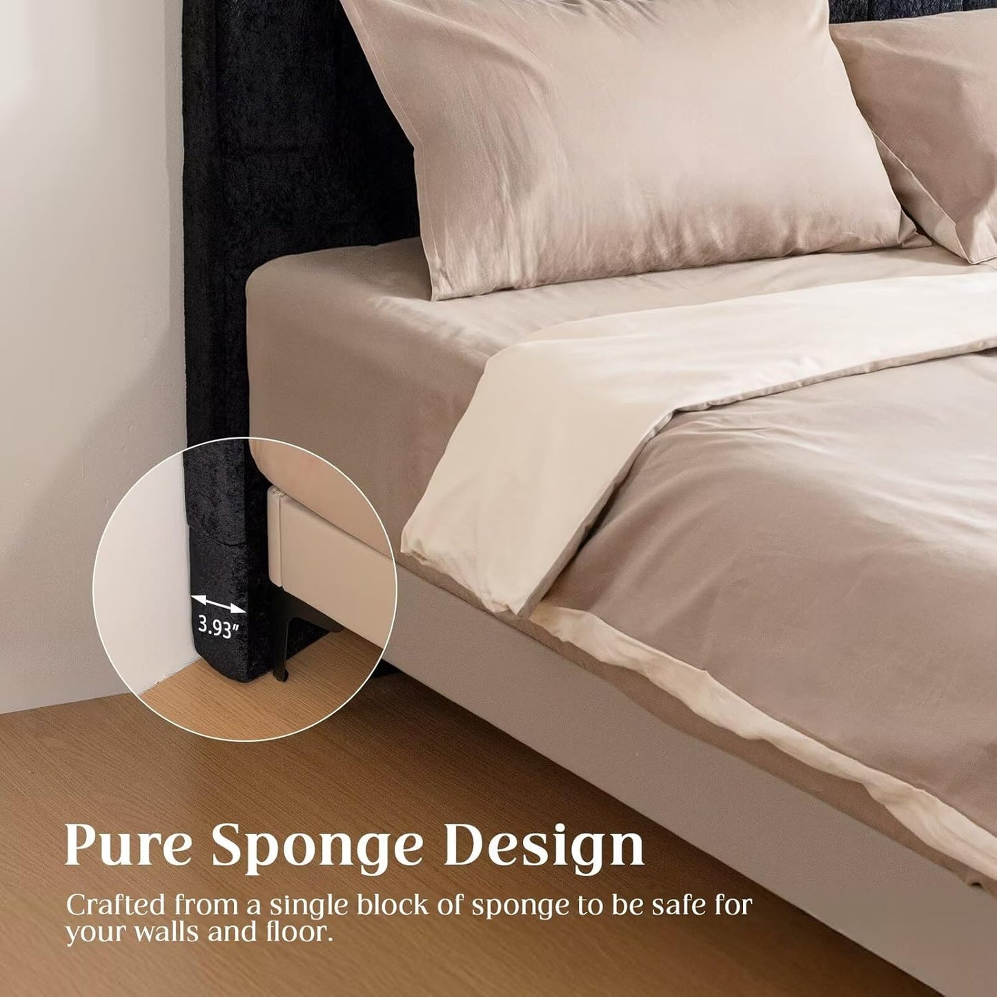 Twin XL Headboard Only - Black Velvet Headboard for College Dorm, No Assembly Required, Pure Sponge Design