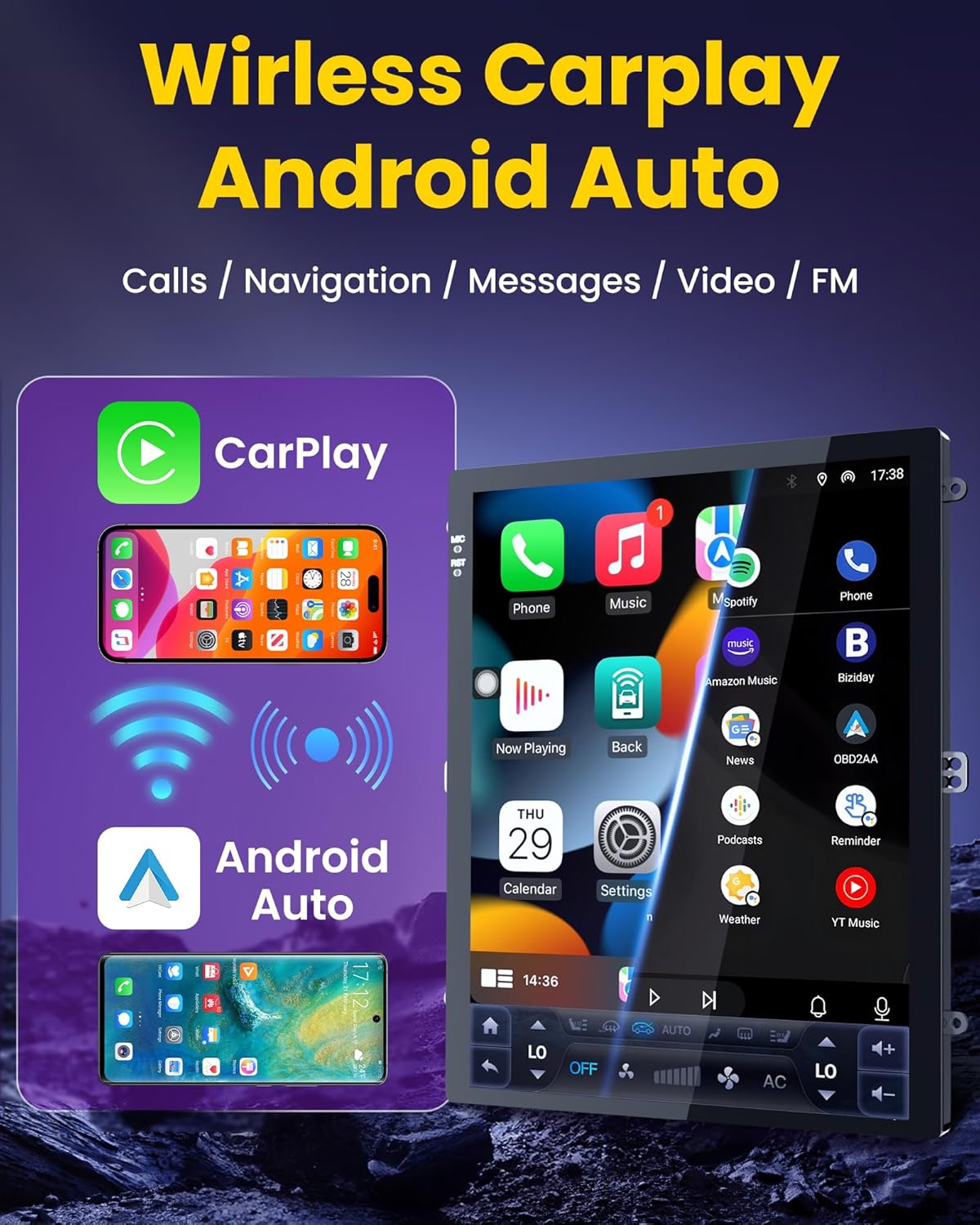 Car Stereo for Ford Explorer 2011-2019 - with 12.1inch Android 8+128G Wireless CarPlay Android