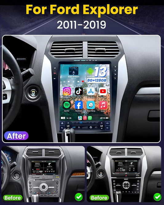 Car Stereo for Ford Explorer 2011-2019 - with 12.1inch Android 8+128G Wireless CarPlay Android