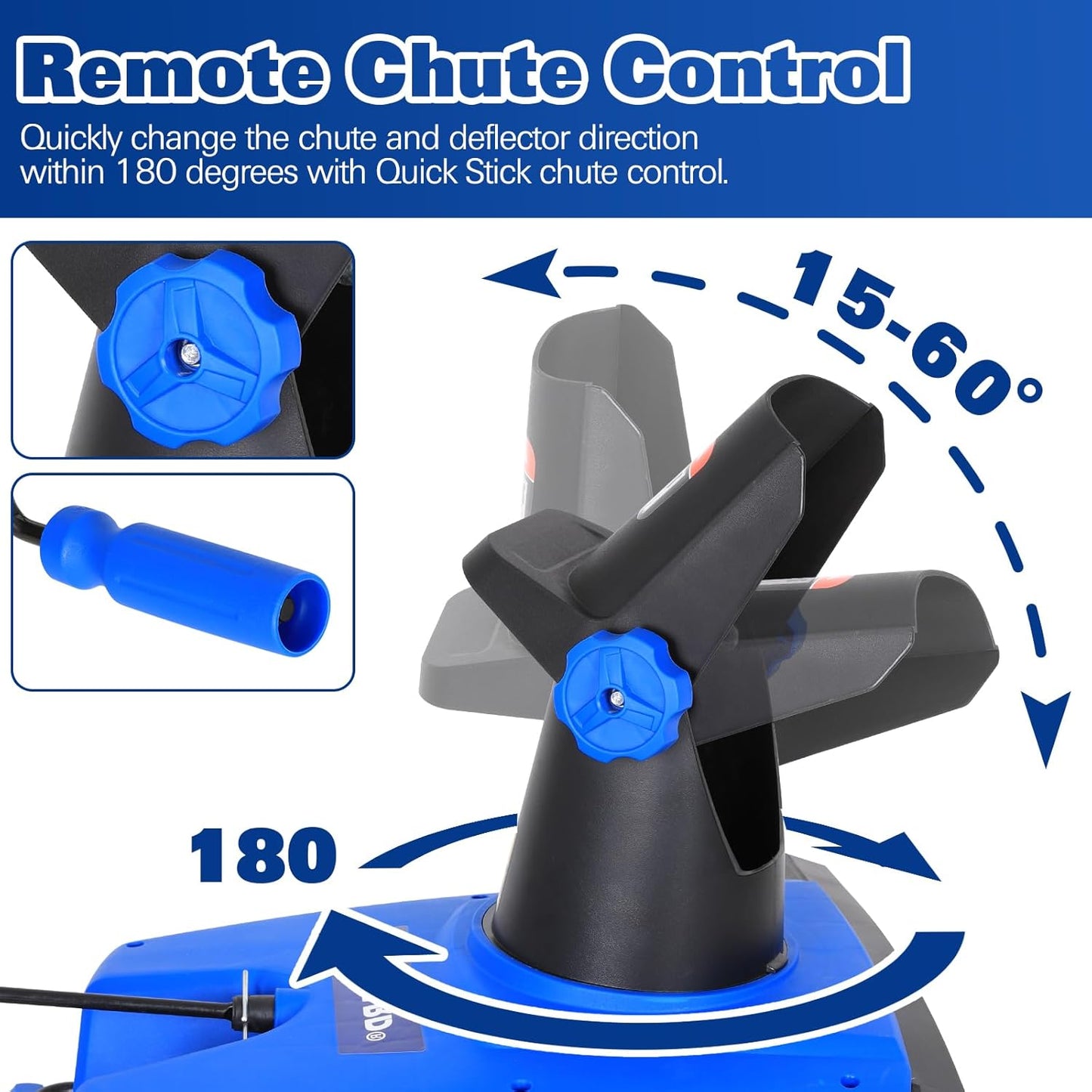 20 Inch Corded Snow Blower, 15 Amp Walk-Behind Corded Electric Snowblower, 30ft Throwing Distance