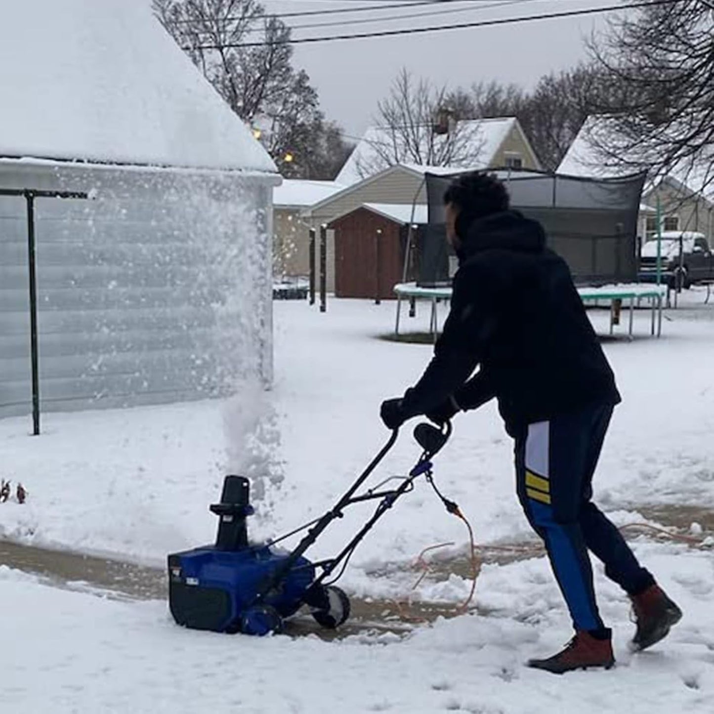 20 Inch Corded Snow Blower, 15 Amp Walk-Behind Corded Electric Snowblower, 30ft Throwing Distance