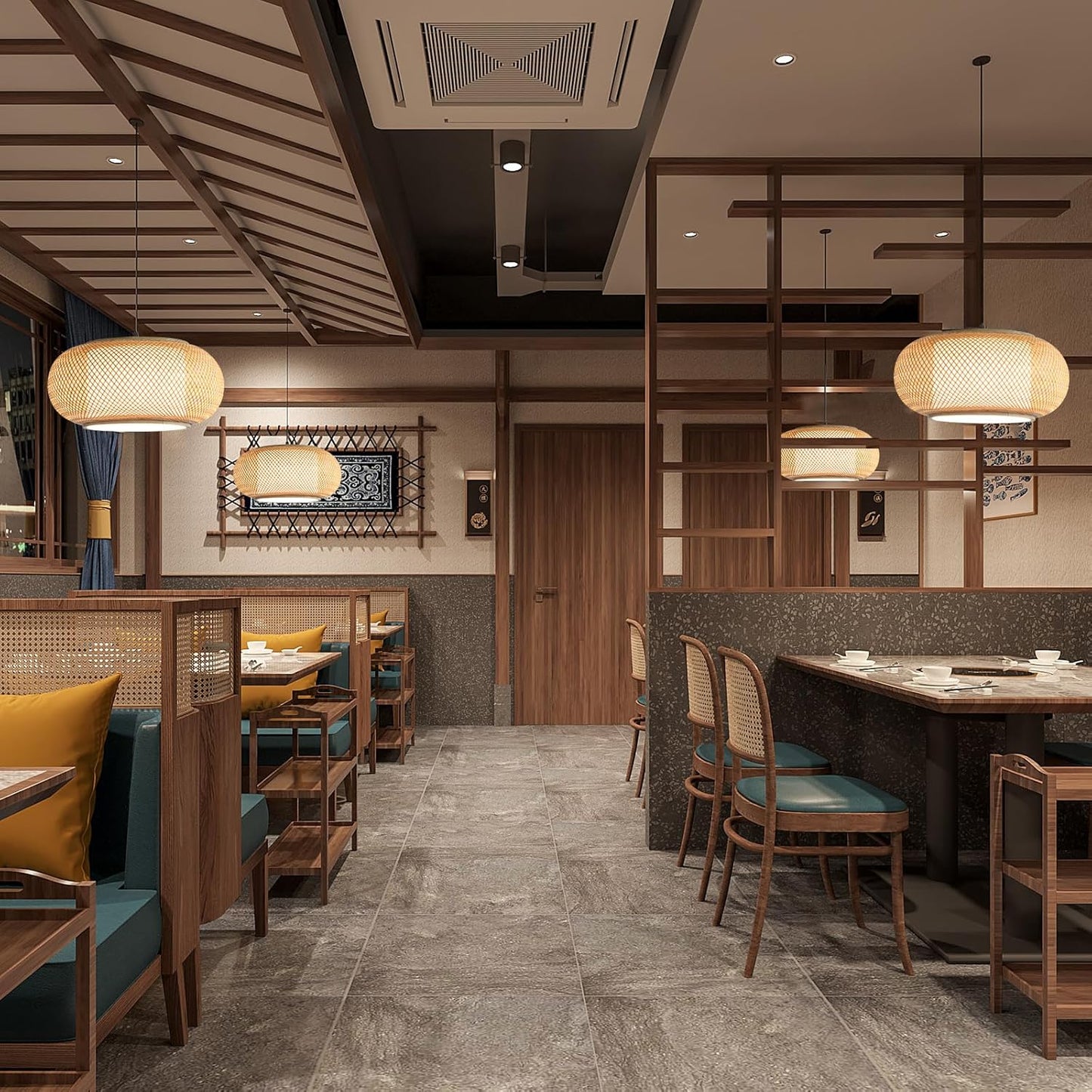 Dining room light fixture Japanese light ,Boho Bamboo pendant light ,kitchen island pendant lights, Nordic Log Style