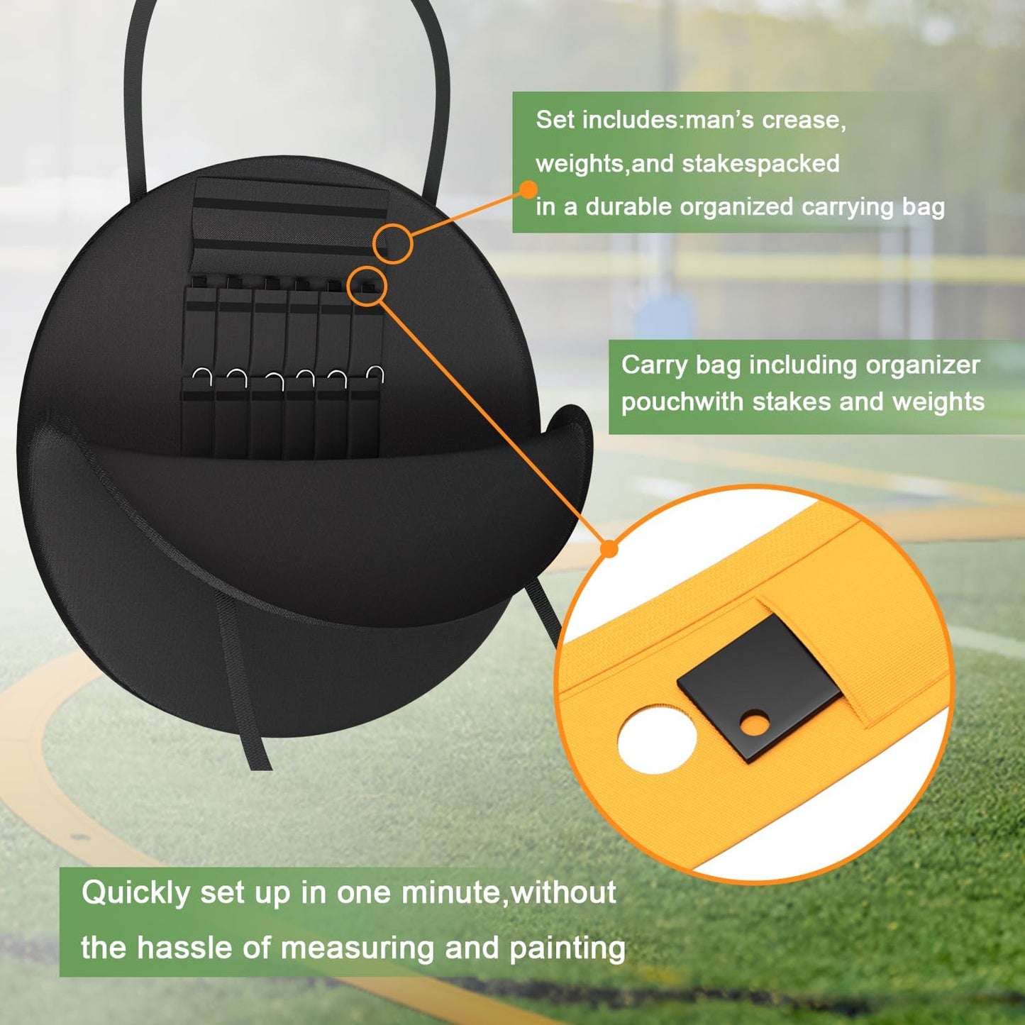 Portable Lacrosse Crease, Men & Women's Regulation Size Portable Lacrosse Crease with Carry Bag Included