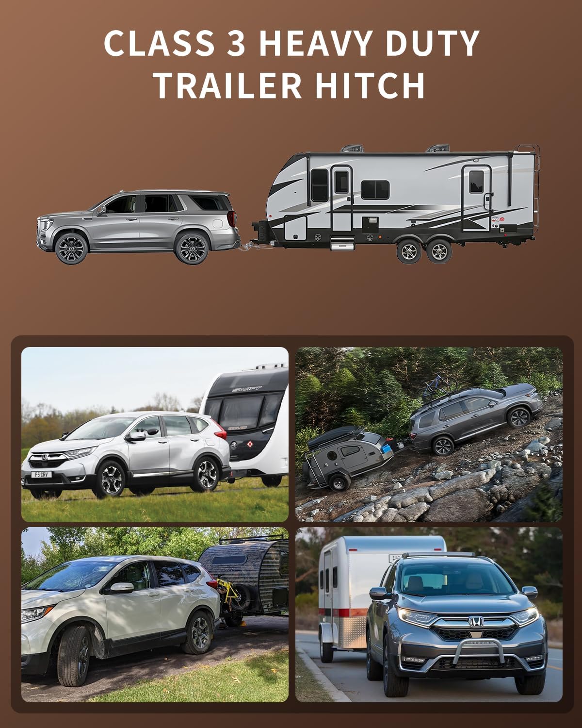 Class 3 Trailer Hitch with 2-Inch Receiver, Fits 2017–2025 Honda CR-V | 3,500 lbs, 525 lbs Tongue Weight