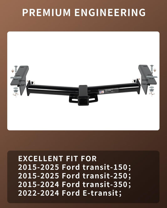 Class 3 Trailer Hitch 2' Receiver Compatible w/ Ford Transit 150-350 2015–2025, E-Transit 2022–2024, 8,000 lbs Cap