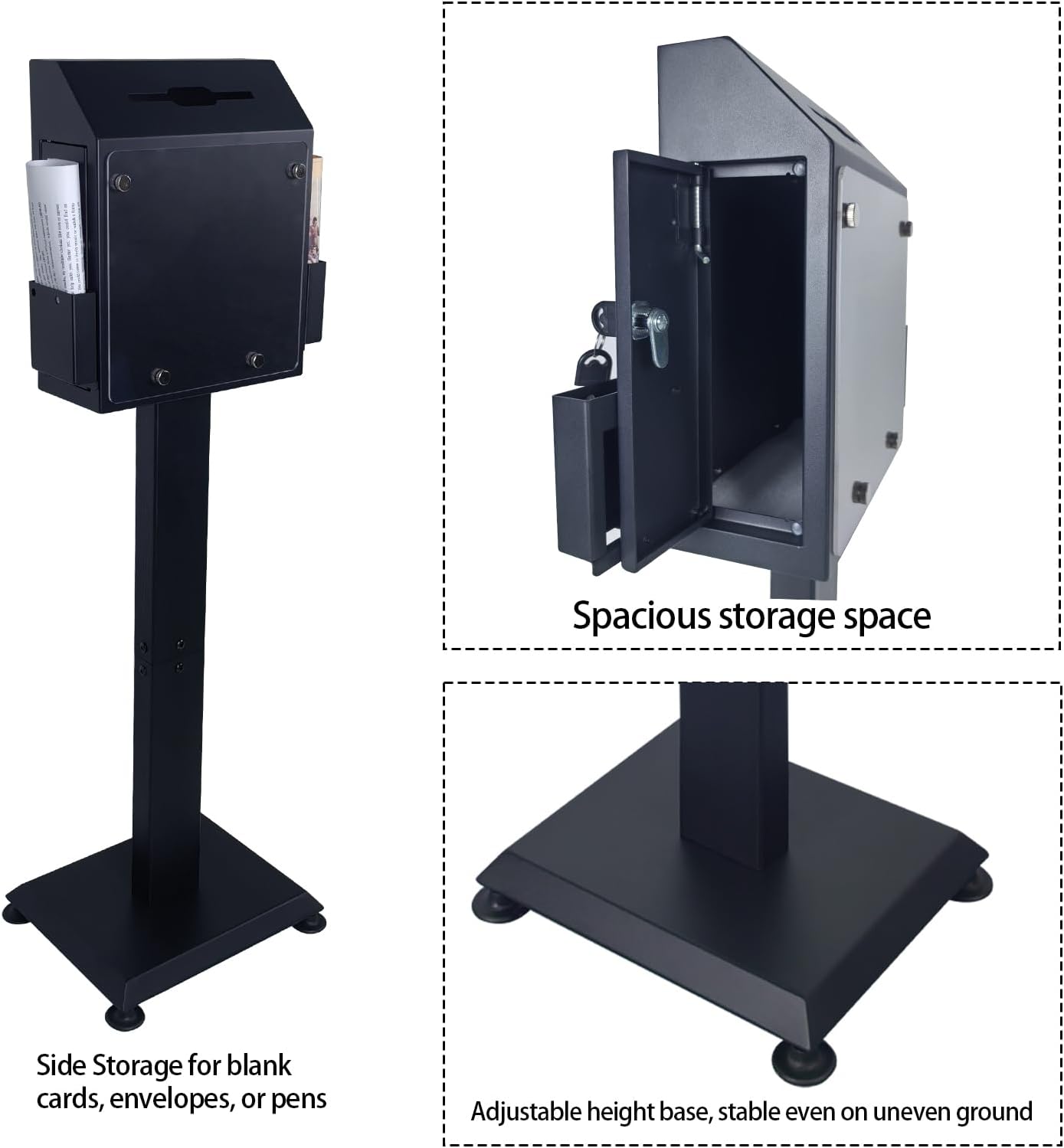 Suggestion Box with Stand, Heavy Duty Metal Locking Donation Ballot Collection Box
