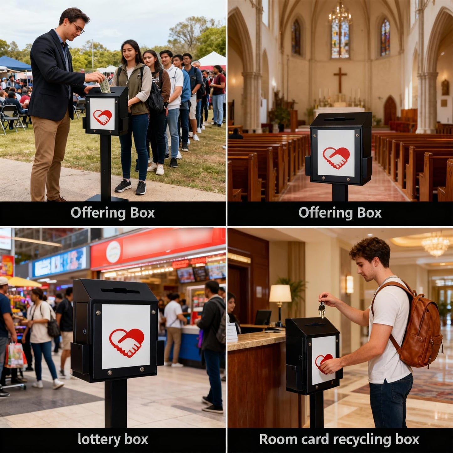 Suggestion Box with Stand, Heavy Duty Metal Locking Donation Ballot Collection Box