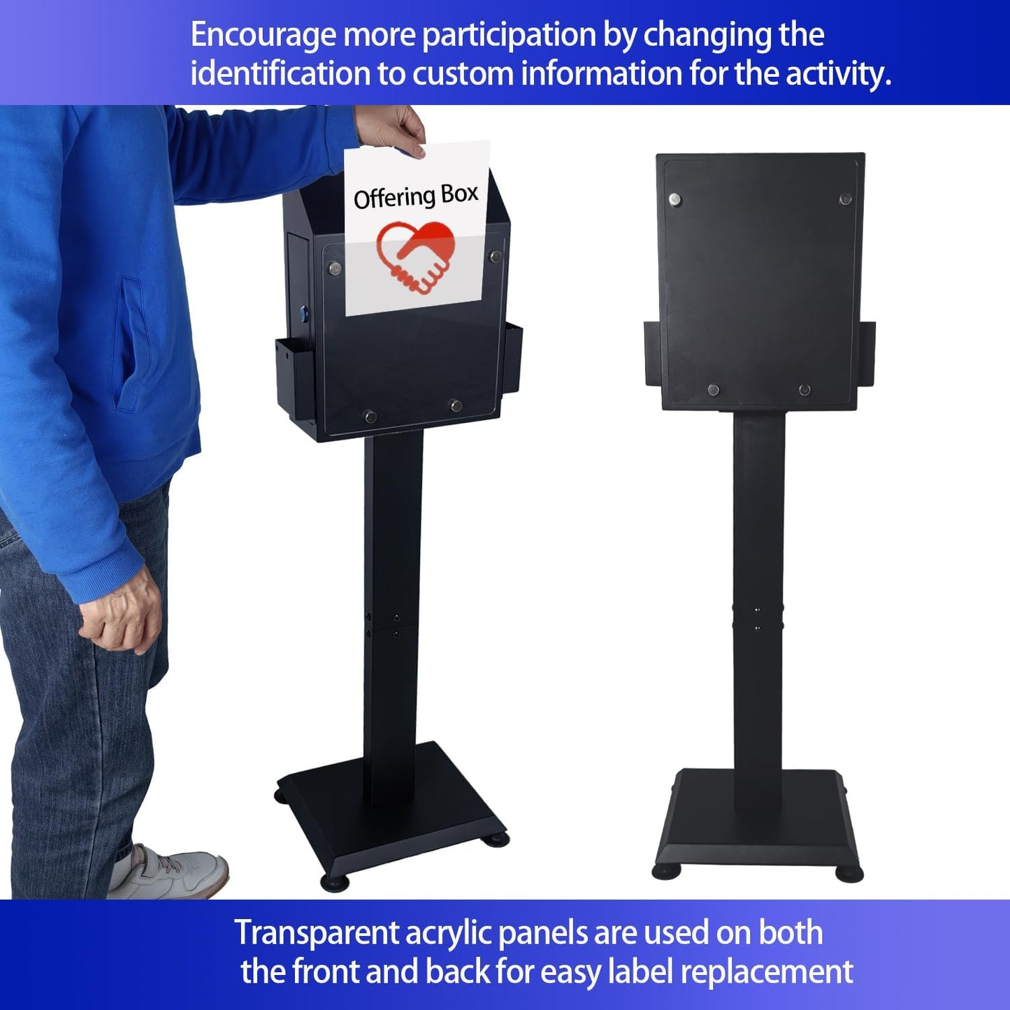 Suggestion Box with Stand, Heavy Duty Metal Locking Donation Ballot Collection Box
