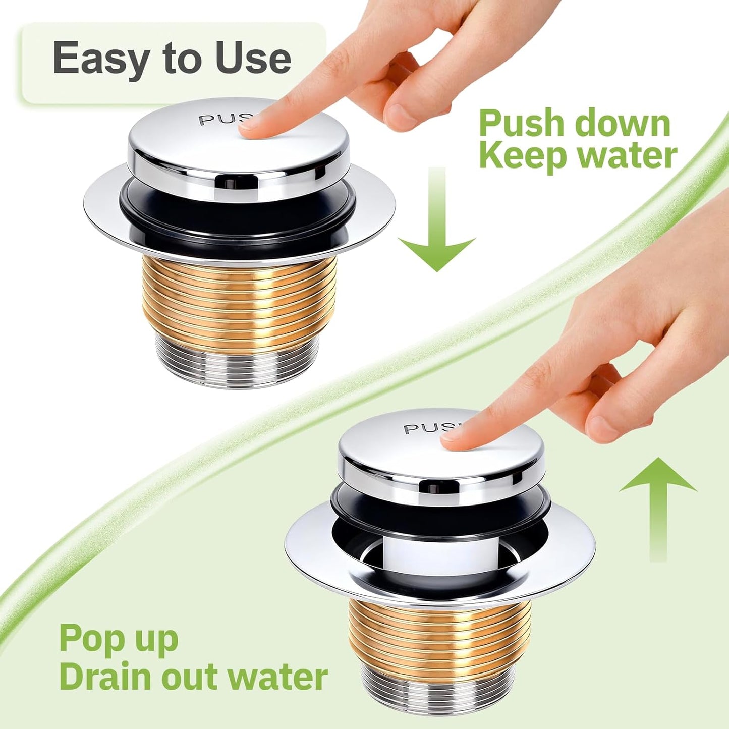 Slotted Overflow Bath Drain w/ Toe-Tap Stopper & Metal Overflow Cover, Compatible with...
