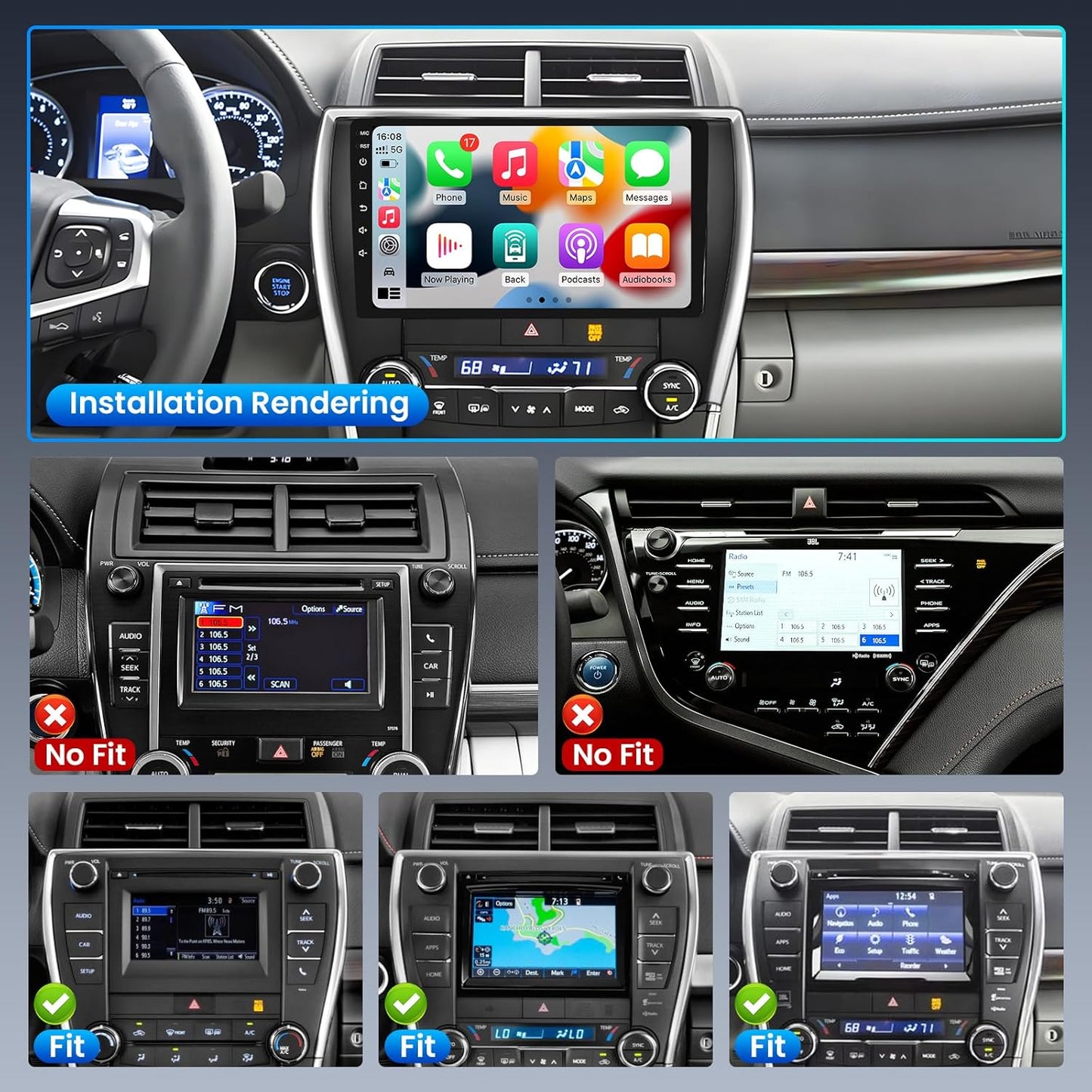 Radio Stereo Upgrade for Toyota Camry 2015-2017: 10.2-Inch IPS Touchscreen Head Unit Replacement
