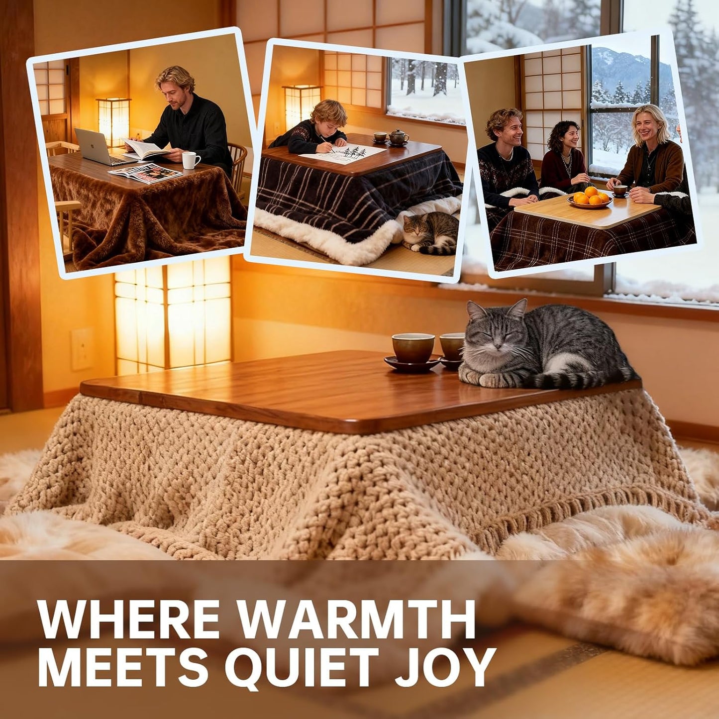 Kotatsu Heater Replacement with PTC Ceramic Heating, Adjustable Temperature Knob, 120V 400W US Plug