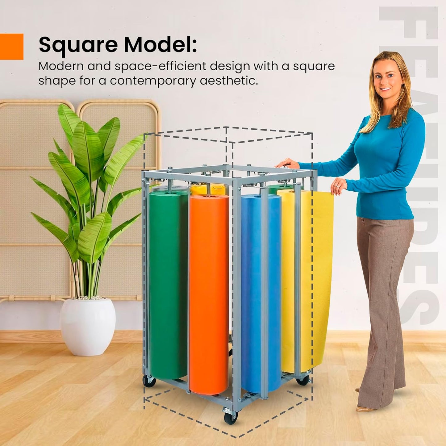 8 Paper Roll Dispenser - 36 Inch Cutter, 8 Butcher Paper Roll & Craft Paper Dispenser