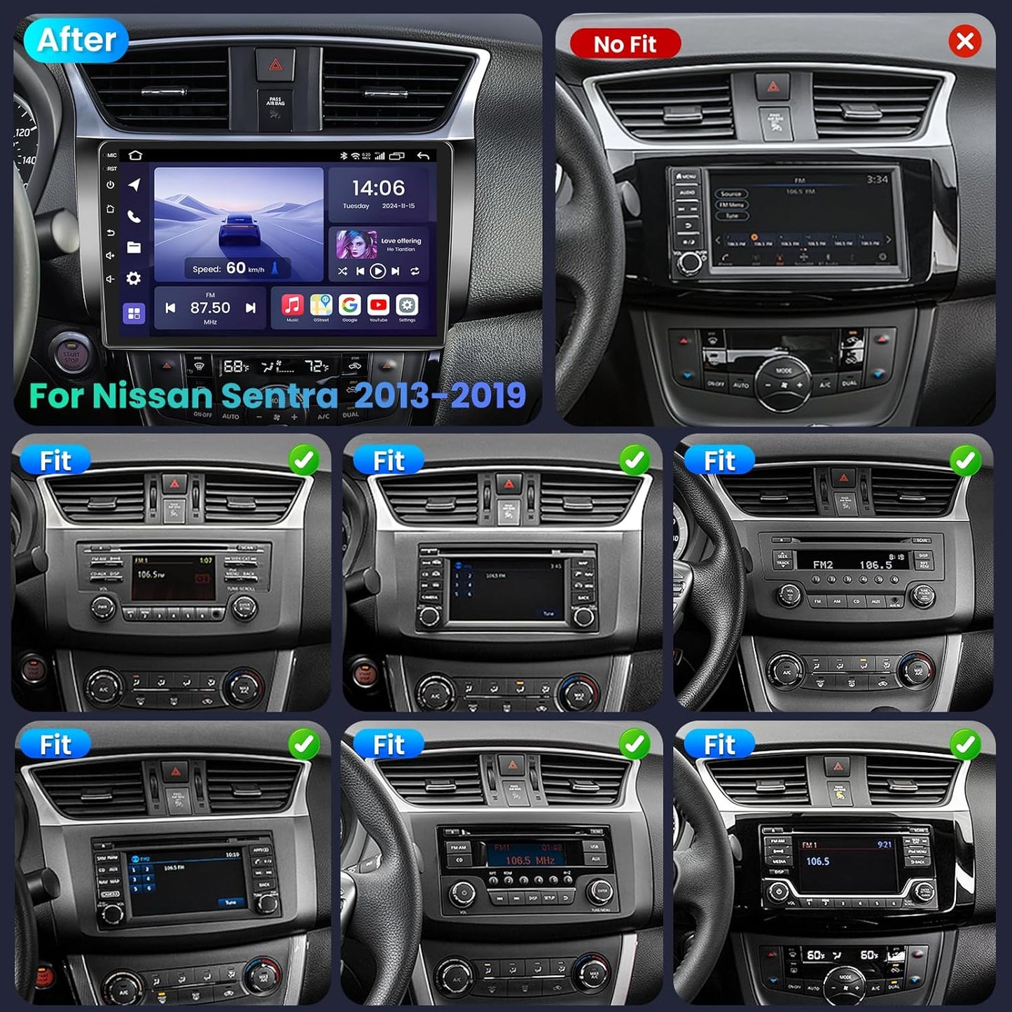 Car Radio for Nissan Sentra 2013-2019, 10 Inch Upgrade 1280 * 800 Touchscreen Stereo