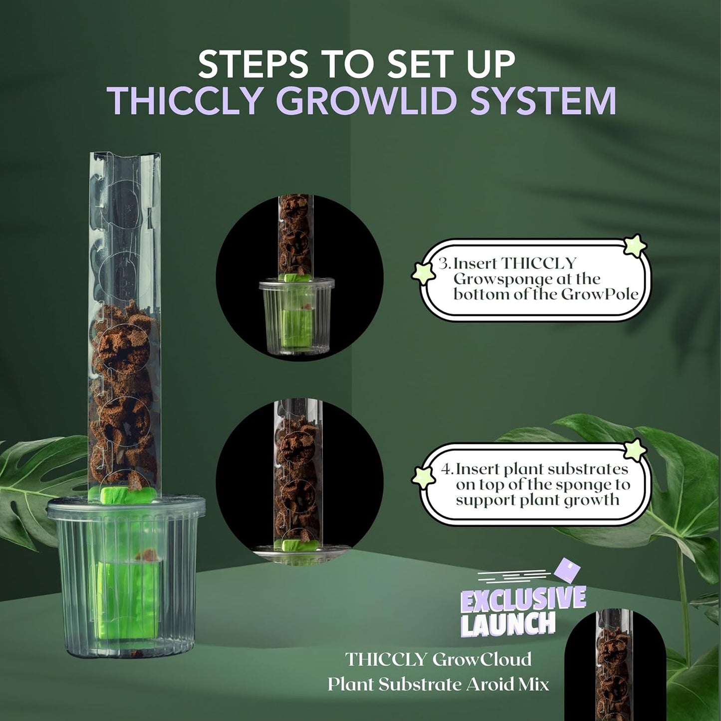 thiccly moss pole THICCLY Medium GrowLid 5 Pcs (Clear)
