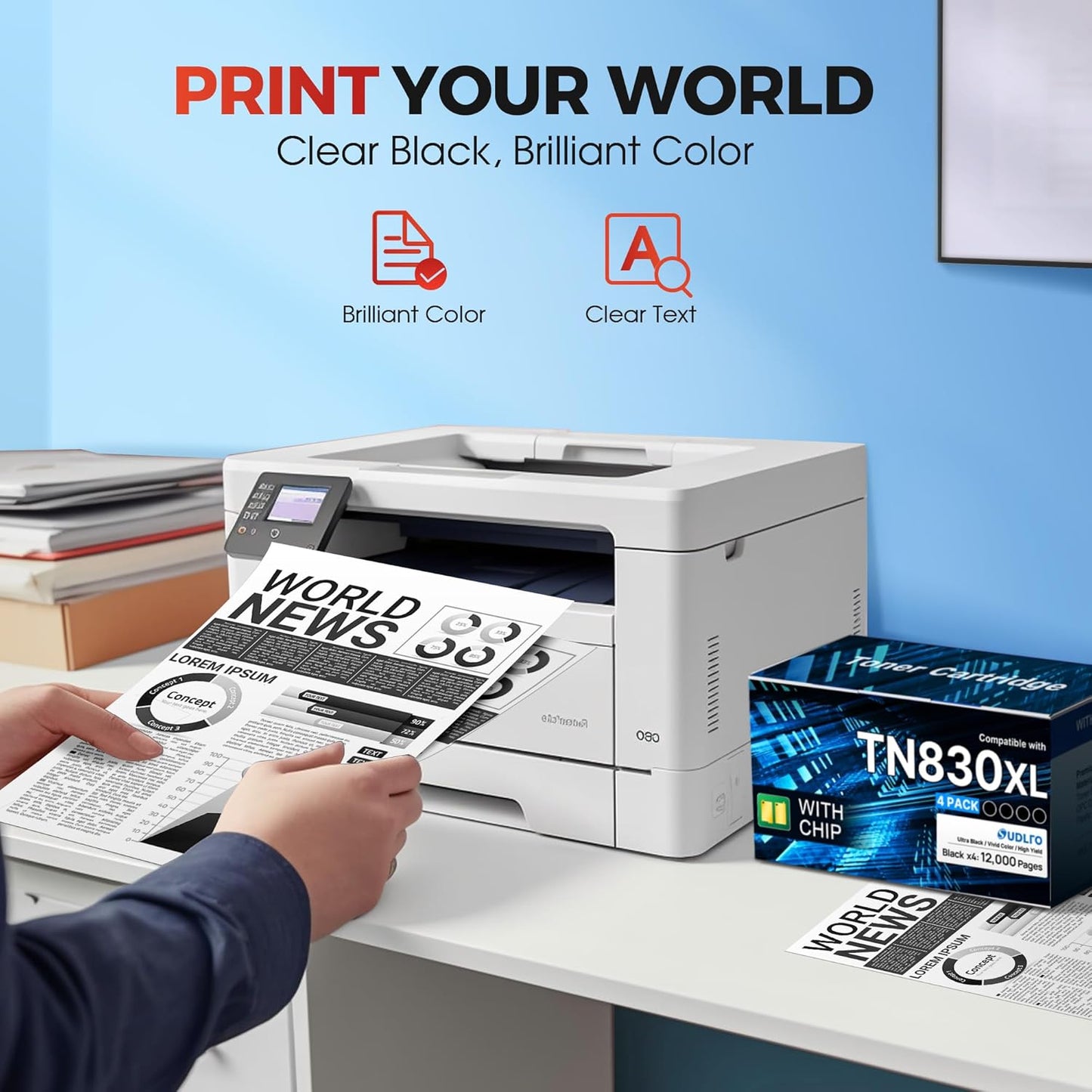 Toner Cartridge, Compatible for Brother TN830XL Toner TN830 Toner 830XL to use with Brother Printer