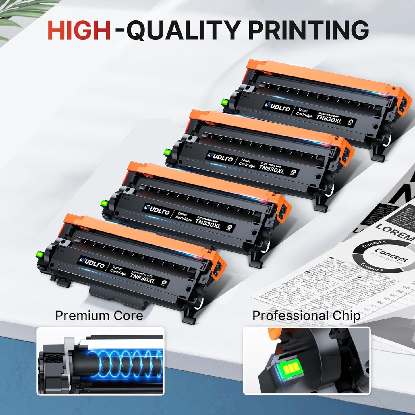 Toner Cartridge, Compatible for Brother TN830XL Toner TN830 Toner 830XL to use with Brother Printer