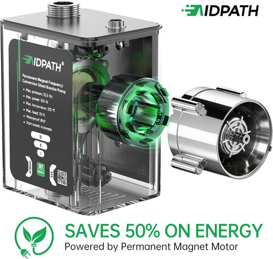 Smart Water Pressure Booster Pump, 475 GPH, 33 PSI, 0.13 HP, 3-Speed Adjustable, CCS Low-Flow Auto Start