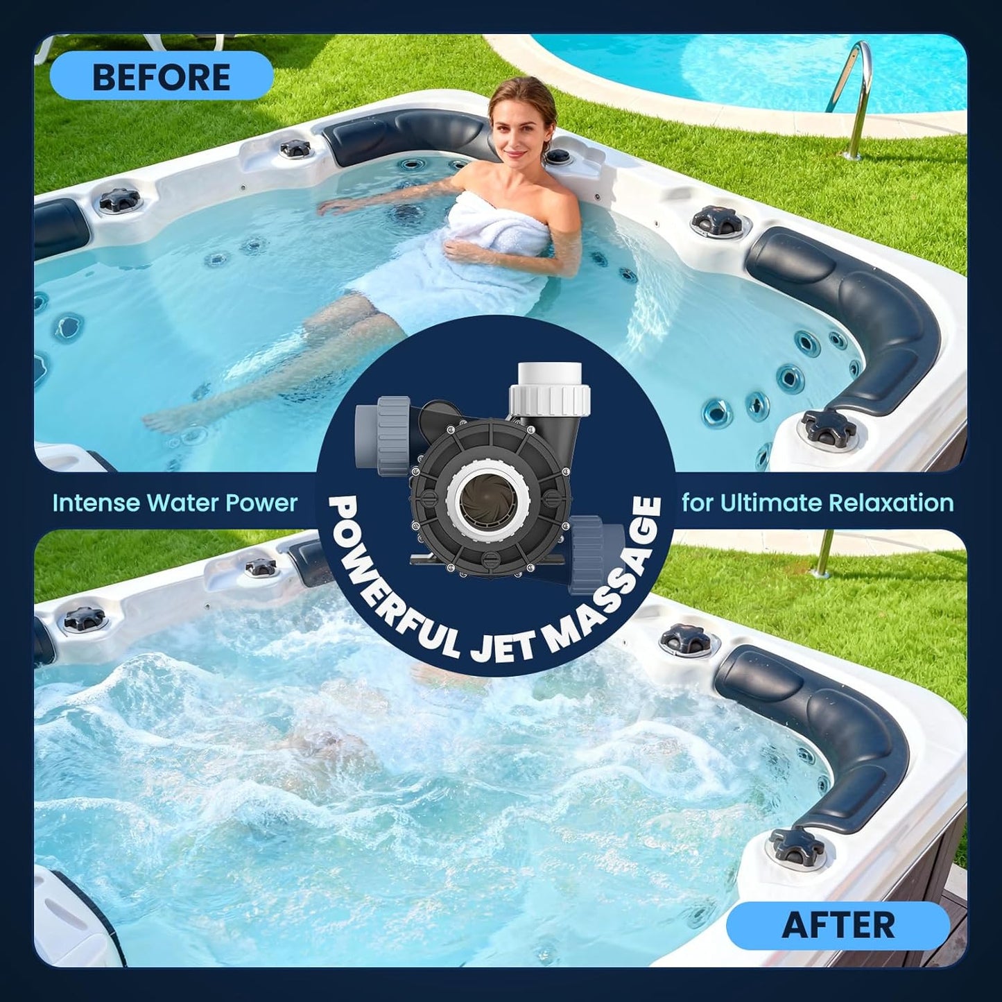 SPA Pump, 1.5HP 115V Hot Tub Pump 2 Speed SPA Bathtub Motor Pumps 2' Plumbing (1.5HP)