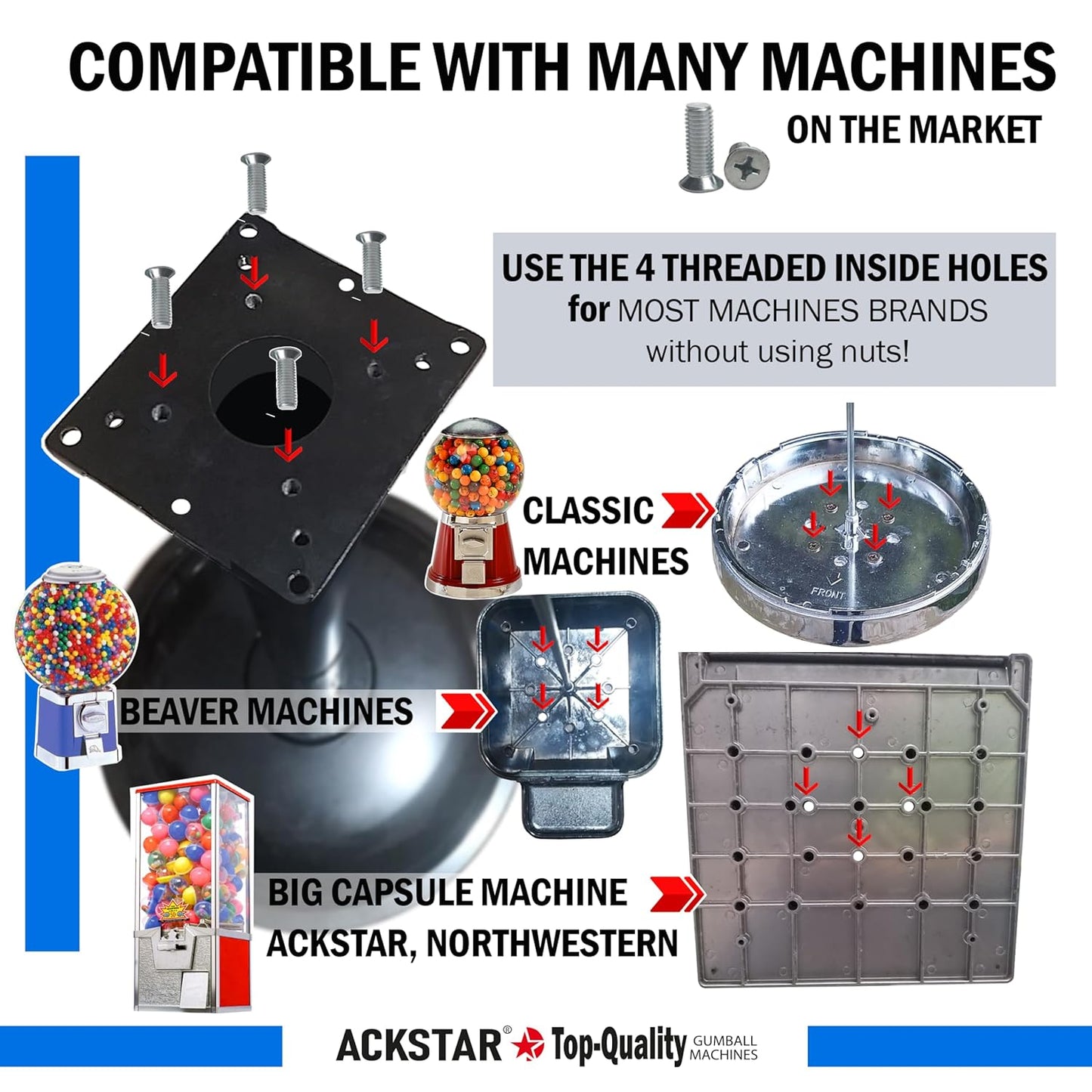 Single Metal Stand for Gumball Machine & Big Capsule Vending Machines, with Round Base