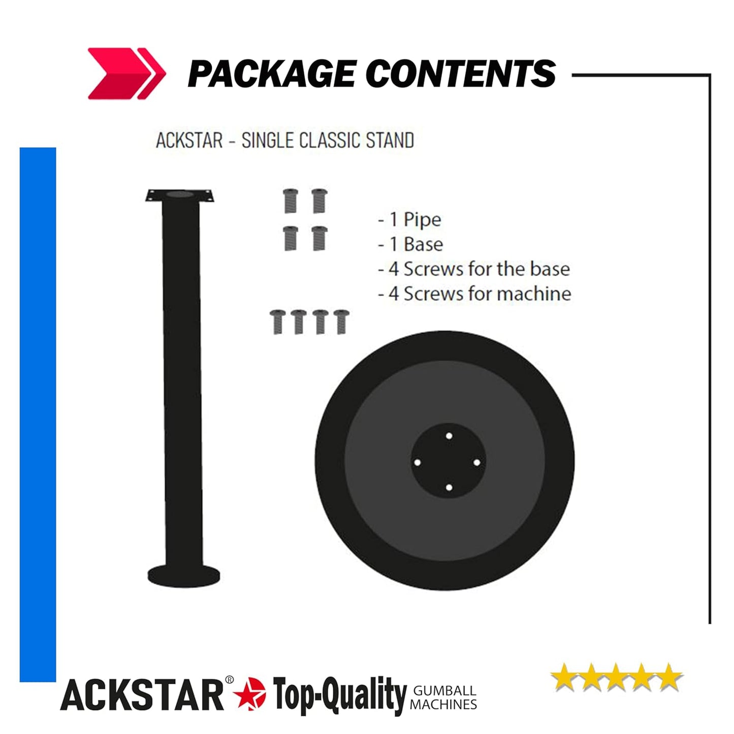 Single Metal Stand for Gumball Machine & Big Capsule Vending Machines, with Round Base