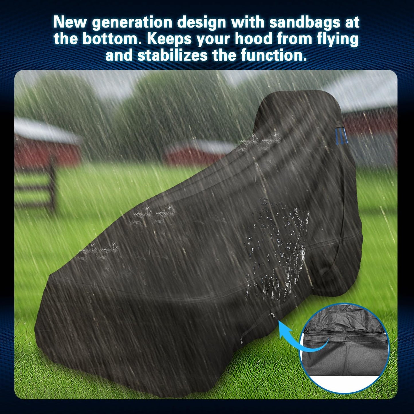 600D Universal Tractor Cover, Waterproof Heavy Duty,       189 L x 76 W x 86 H in