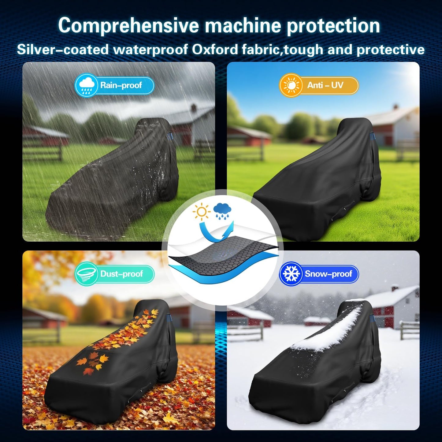 600D Universal Tractor Cover, Waterproof Heavy Duty,       189 L x 76 W x 86 H in