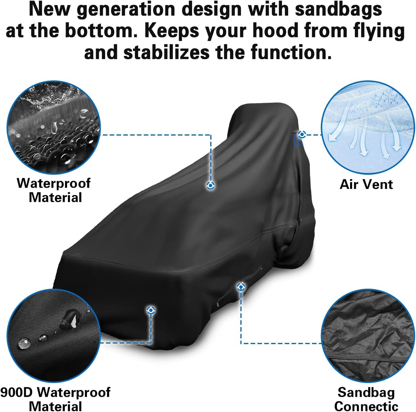 600D Universal Tractor Cover, Waterproof Heavy Duty,       189 L x 76 W x 86 H in