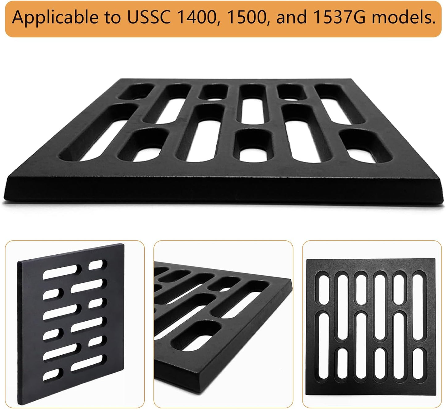 40263 Heavy Cast Iron Furnace Grate Replacement for US Fireplaces Stove Hot Blast 1400, 1500, 1537G USSC Wood Furnaces Floor Grate 3Pack