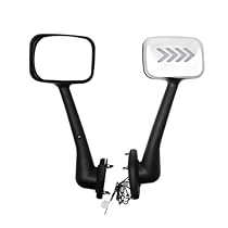 Chrome Hood Mirror Assembly with Led Turn Light Replacement Fit for 2008-2016 Freightliner Cascadia, Pair Hood Mirrors Kit Trucks Driver Left and Passenger Side Pair
