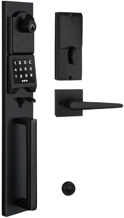 NEWBANG Matte Black Electronic Smart Handleset with Keypad Lock for Front Door,MDHST2016DB-E-AMZ (1, Keyed Handleset)